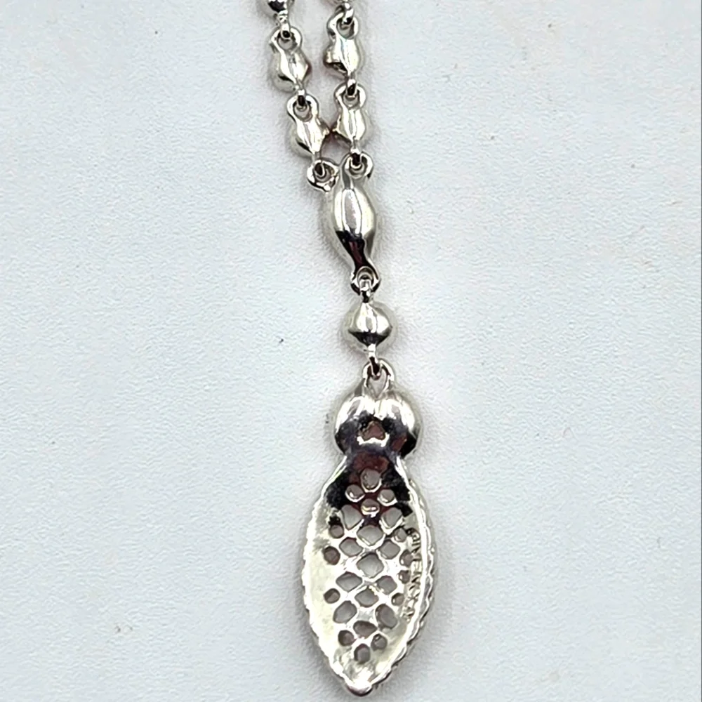GIVENCHY Vintage Silver Tone Necklace Pink Crystal Pendant - Picture 5 of 8